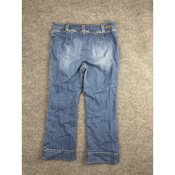 Pilcro Anthropologie Jeans Womens 31 Petite Blue Cropped Cuffed Denim Capri - Picture 7 of 9